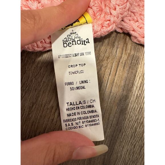 Agua Bendita Women's Knit Albany Java Pink Crop Top Size Small - Picture 3 of 9